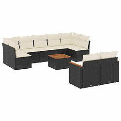 Maison Chic Salon de jardin 10 pcs avec coussins, Ensemble Tables et chaises d'extérieur noir résine tressée -GKD711846