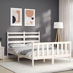 Acheter Maison Chic Cadre/structure de lit avec tête de lit pour adulte - Lit Moderne Chambre blanc 120x200 cm bois massif -MN85697