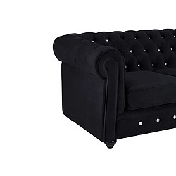 Acheter Vente-Unique Canapé 2 places en velours noir et boutons effet cristal CHESTERFIELD