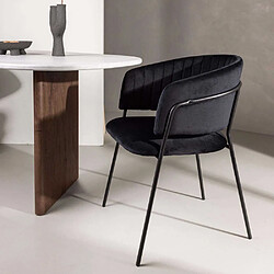 Venture Home Fauteuil en tissu velours et acier noir Selma.