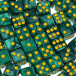 Avis 100pcs 6-sided dés spot dice 14mm pour les jeux de société, jeux de fête dés green