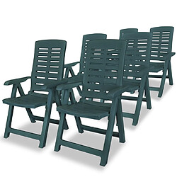 vidaXL Chaises inclinables de jardin lot de 6 Plastique Vert 