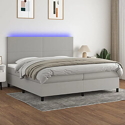 vidaXL Sommier à lattes de lit et matelas et LED Gris clair 200x200 cm 