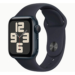 Apple Watch SE (2e gén) 2023 GPS 44 mm Bracelet sport en aluminium et noir (Midnight) - Taille M/L