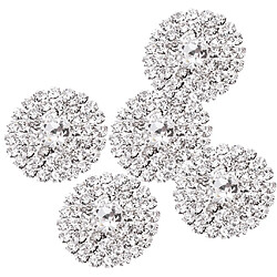 5 Pcs Boutons Strass Pour Décoration Couture Embellissement Accessoire Argenté 21mm