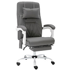 vidaXL Chaise de bureau de massage Gris Similicuir