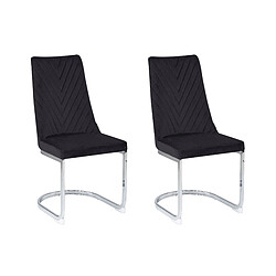 Beliani Chaise de salle à manger Chaise en porte-à-faux ALTOONA Set de 2 Velours Noir