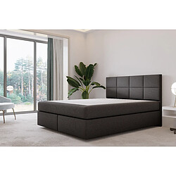 TRADA Lit adulte 200x200 cm Mallorca – lit suspendu avec matelas ressorts ensachés et matelas bonnell – tissu velours - noir