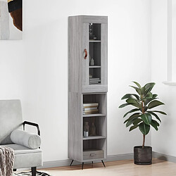 vidaXL Buffet haut Sonoma gris 34,5x34x180 cm Bois d'ingénierie