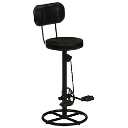 vidaXL Tabourets de bar lot de 2 noir cuir de chèvre véritable