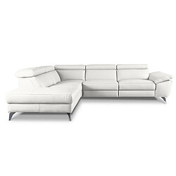 VENESETTI - Canapé d'angle en 100% tout cuir épais de luxe italien, 5/6 places KASINI, blanc cassé, angle gauche