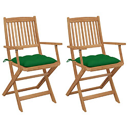 vidaXL Chaises pliables de jardin lot de 2 avec coussins Bois d'acacia