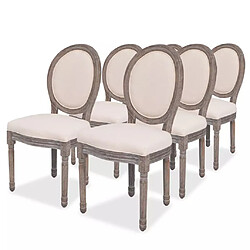 Decoshop26 Lot de 6 chaises de salle à manger cuisine design classique en tissu crème CDS022367 