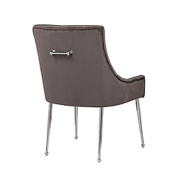 Vivenla Lot de 2 Chaises de salle à manger design revêtement en velours gris foncé avec poignet à l'arrière et piètement en acier argenté collection JERSEY pas cher