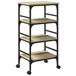 Maison Chic Desserte de cuisine | Chariot de cuisine | Meuble de rangement roulant chêne sonoma 45x35x89,5 cm bois d'ingénierie -GKD96693