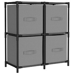 vidaXL Armoire de rangement 4 paniers en tissu Gris 63x30x71 cm Acier