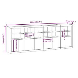 vidaXL Buffet avec lumières LED noir 283x37x100 cm pas cher