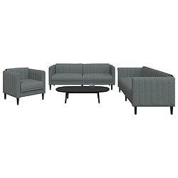 vidaXL Ensemble de canapés 3 pcs gris foncé tissu 