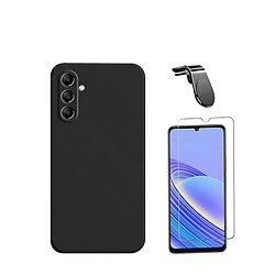 Jeu de films en verre trempé de la couverture 5D + Cas de silicone liquide + SuppOrt Magnétique L Voiture de conduite sécuritaire Phonecare pour Samsung Galaxy A05s - le noir