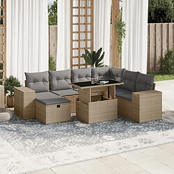 vidaXL Salon de jardin avec coussins 8 pcs beige résine tressée 