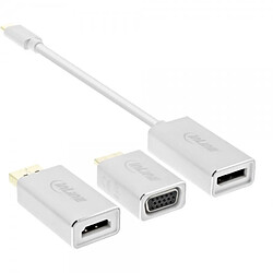 Alpexe Convertisseur d'affichage USB InLine®, 6-en-1, USB Type-C mâle vers DisplayPort femelle, HDMI, VGA (mode alternatif DP), 4K2K, a