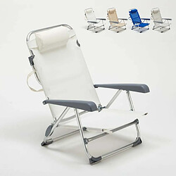 Beach And Garden Design Chaise transat de plage pliante avec accoudoirs mer aluminium Gargano, Couleur: Blanc