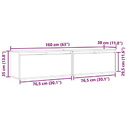 vidaXL Armoires murales 2 pcs Noir 80x30x35 cm Bois de pin massif pas cher