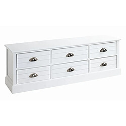 Pegane Commode en bois massif et MDF laqué blanc - Longueur 115 x Hauteur 40 x Profondeur 30 cm