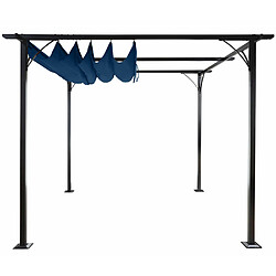 Mendler Pergola HWC-C42, pavillon de jardin, cadre stable à 6 cm + toit ouvrant ~ 3x3m bleu pas cher