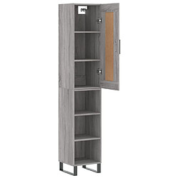 Avis vidaXL Buffet haut Sonoma gris 34,5x34x180 cm Bois d'ingénierie