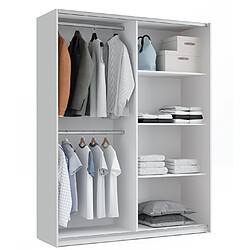 Pegane Armoire placard / meuble de rangement coloris Blanc - Hauteur 200 x Longueur 150 x Profondeur 62 cm