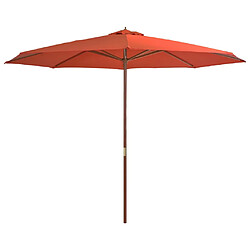 vidaXL Parasol d'extérieur avec mât en bois 350 cm Terre cuite