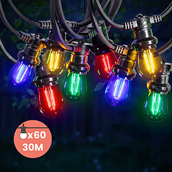 SkyLantern Guirlande Guinguette 30M Filament Multicolore LED 60 Bulbes