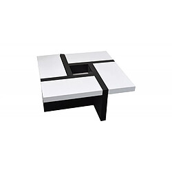 Mobili Rebecca Table Basse Carre Bois Noir Blanc Design Contemporain Salon Sejour