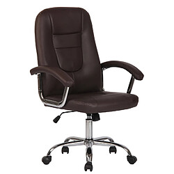 Decoshop26 Fauteuil de bureau sur roulettes design moderne et confortable en synthétique marron BUR10601