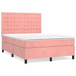 vidaXL Sommier à lattes de lit avec matelas Rose 140x190 cm Velours