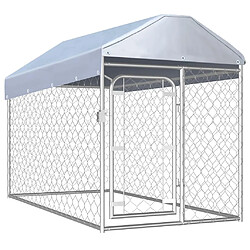 Helloshop26 Chenil extérieur cage enclos parc animaux chien d'extérieur avec toit pour chiens 125 cm 02_0000325