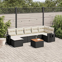 vidaXL Salon de jardin 8 pcs avec coussins noir résine tressée