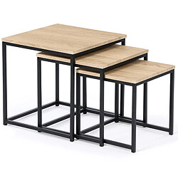 Idmarket Lot de 3 tables basses gigognes DETROIT 35/40/45 design industriel