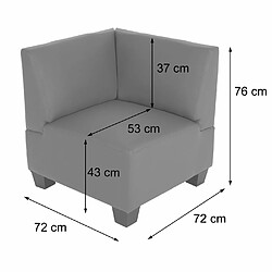 Mendler Canapé-élément Lyon, élément de coin, modulaire, simili-cuir, rouge