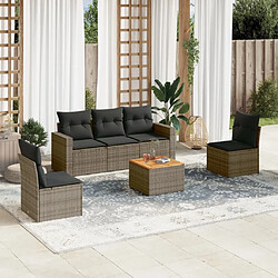 Maison Chic Ensemble Tables et chaises d'extérieur 6pcs avec coussins,Salon de jardin gris résine tressée -GKD970591