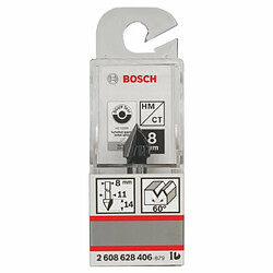 Bosch 2608628406 Fraise à rainurer droit en V 8 mm, D1 11 mm, L 14 mm, G 45 mm, 60°, 1 pièce