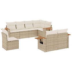 vidaXL Salon de jardin avec coussins 8 pcs beige résine tressée