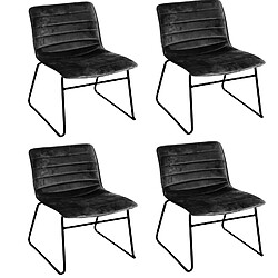 Toilinux Lot de 4 Chaises de table design velours Brooklyn - Noir Toilinux - Lot de 4 Chaises de table design velours Brooklyn - Noir - Design