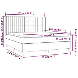 vidaXL Sommier à lattes de lit avec matelas Marron foncé 160x200 cm pas cher