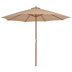 vidaXL Parasol d'extérieur avec mât en bois 300 cm taupe 