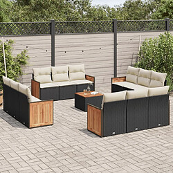 Maison Chic Salon de jardin avec coussins 13 pcs, Ensemble Tables et chaises de jardin, noir résine tressée -GKD598127