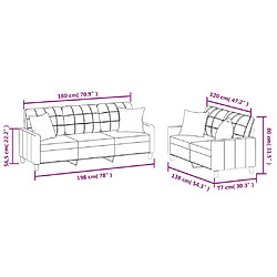 vidaXL Ensemble de canapés 2 pcs avec coussins noir similicuir pas cher