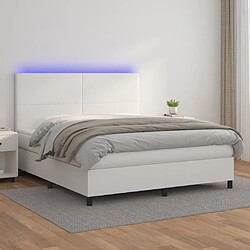 vidaXL Sommier à lattes de lit avec matelas et LED Blanc 180x200 cm