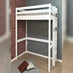 DECOPIN lit mezzanine 90x190 aménageable carlit - blanc uni